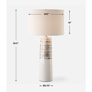   White Ceramic Linen Table Lamp | Oroa.com