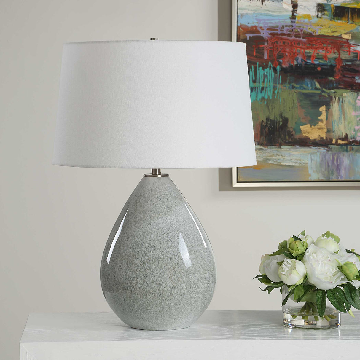  Modern European furniture - Cream Ceramic Teardrop-Shaped Table Lamp - www.oroa.com | Oroa.com