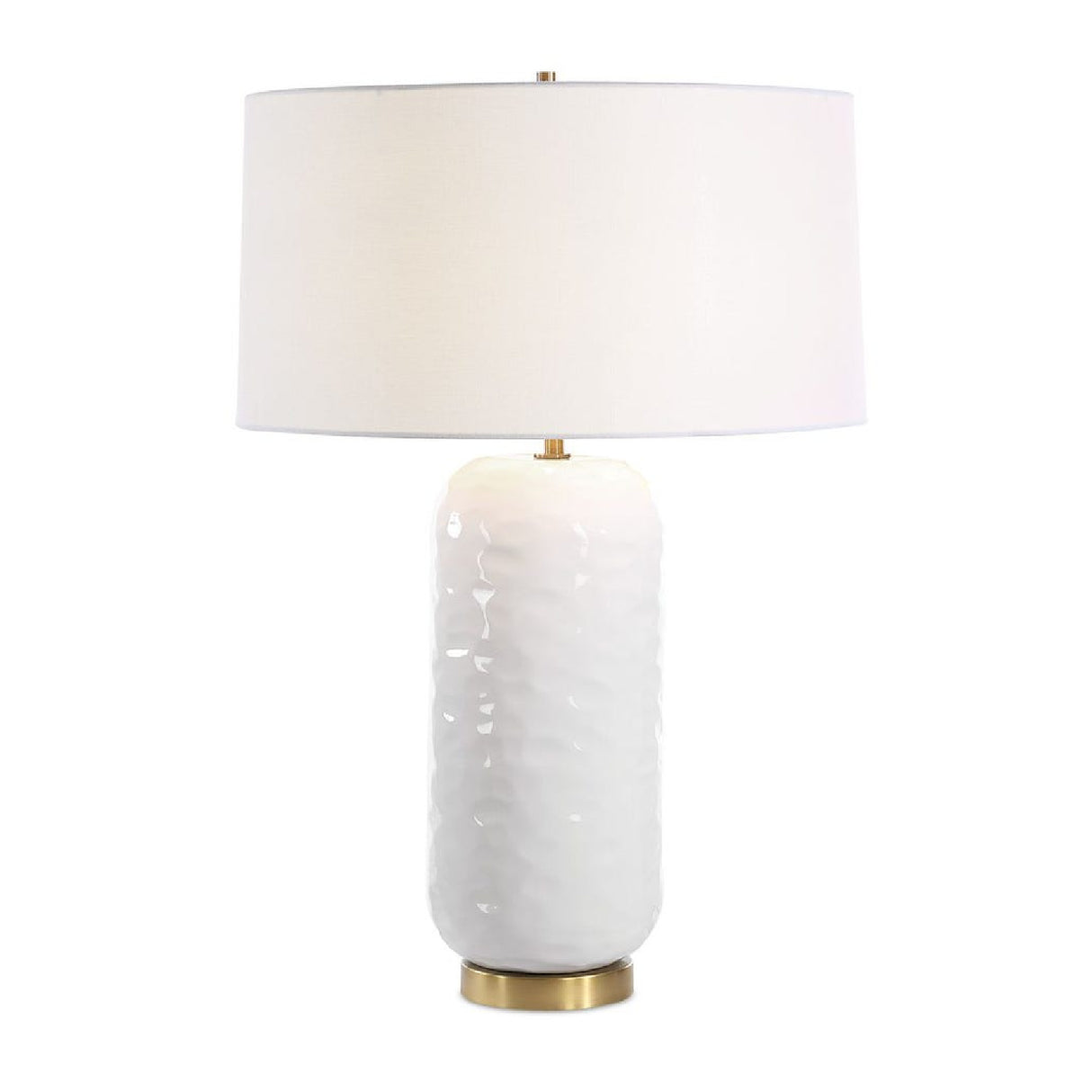   White Linen Drum Table Lamp | Oroa.com
