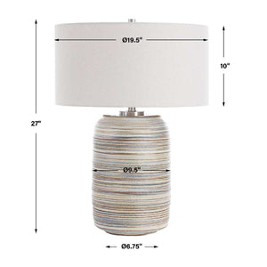   Modern European furniture - Earth-Toned Stripe Ceramic Table Lamp L - www.oroa.com | Oroa.com