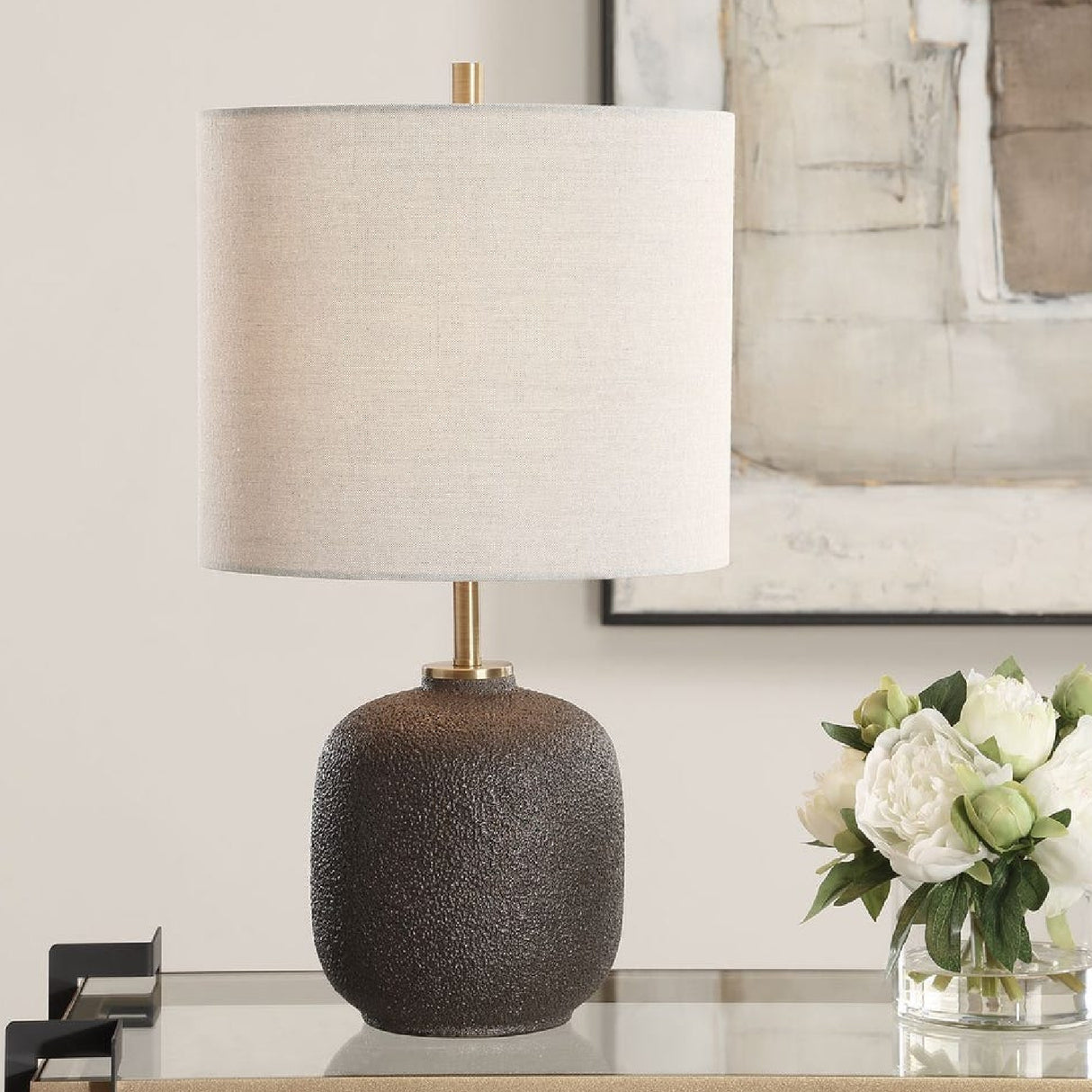   Textured Black Ceramic Buffet Lamp | Oroa.com