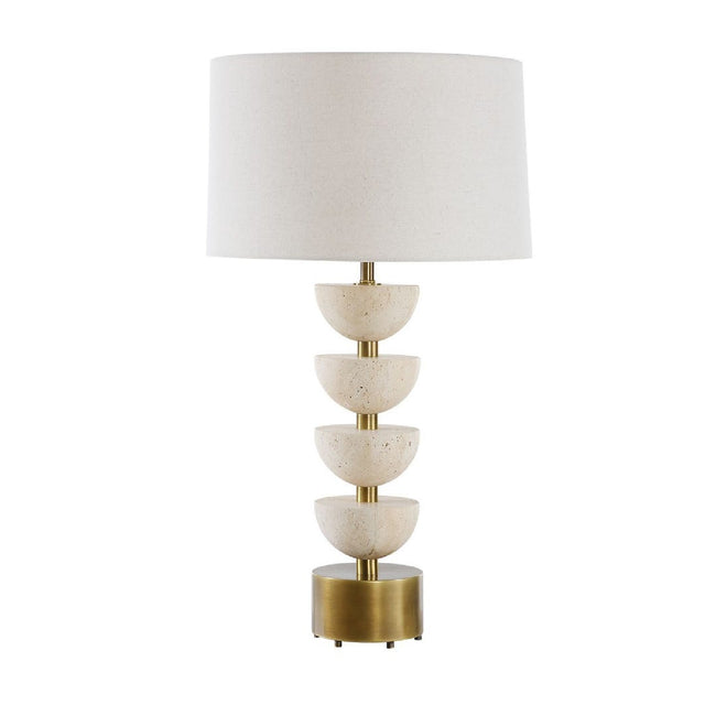 Modern European furniture - Stacked Travertine Table Lamp - www.oroa.com