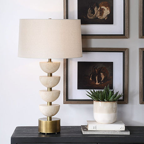   Modern European furniture - Stacked Travertine Table Lamp - www.oroa.com | Oroa.com