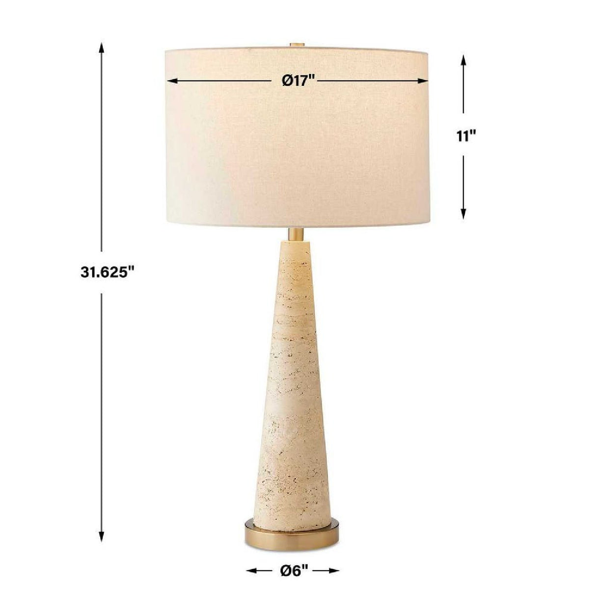   Tapered Beige Travertine Table Lamp | Oroa.com