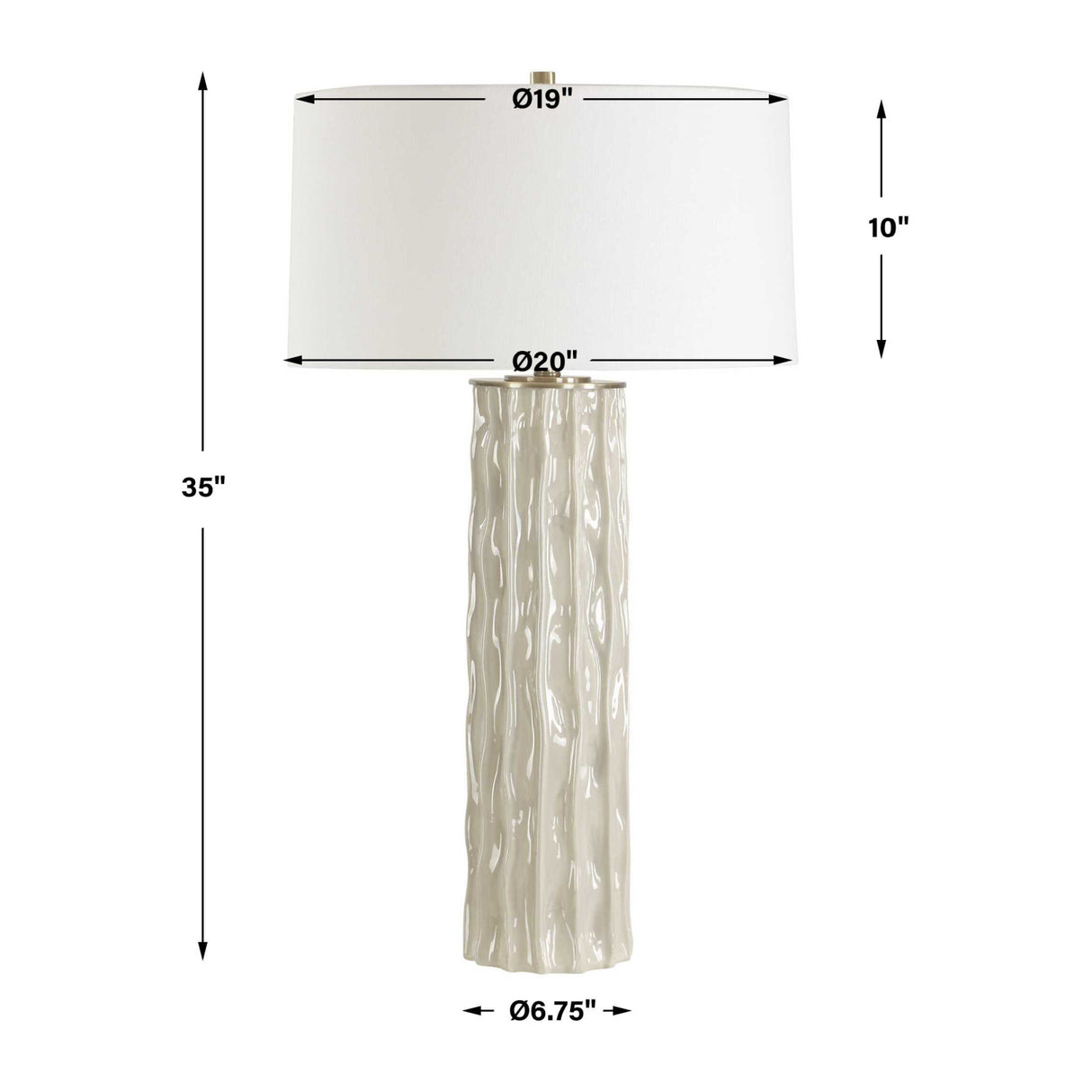   Taupe Ceramic Ridged Table Lamp | Oroa.com