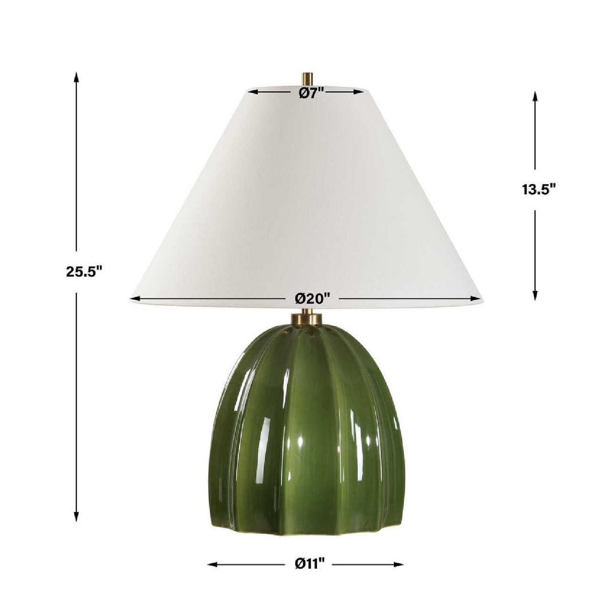   Channeled Green Ceramic Table Lamp | Oroa.com