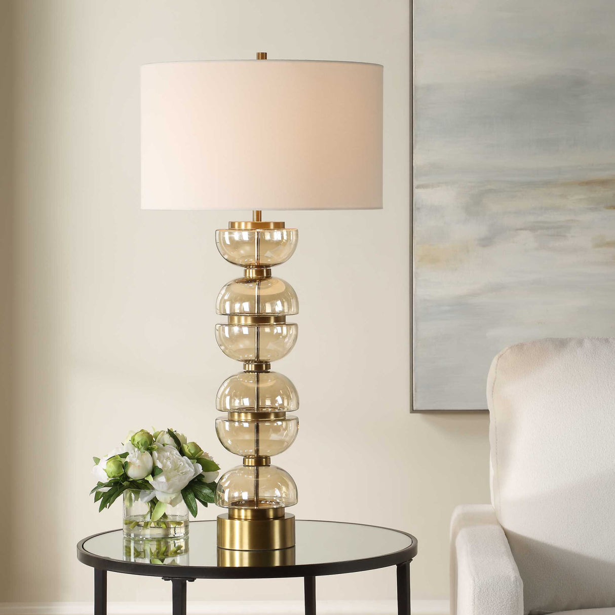   Stacked Amber Glass Table Lamp | Oroa.com