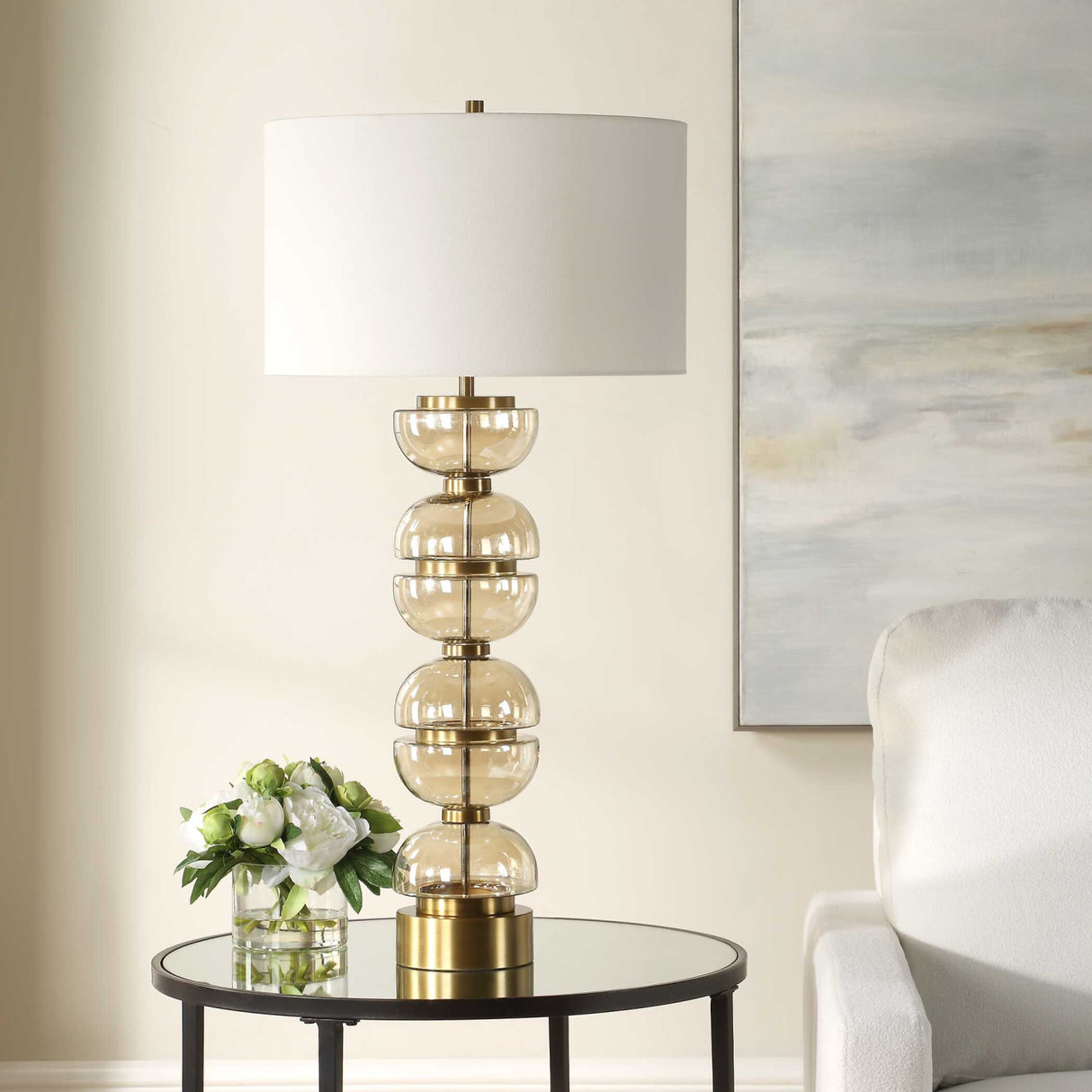  Stacked Amber Glass Table Lamp | Oroa.com