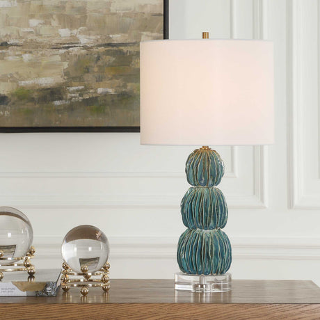   Modern European furniture - Stacked Teal Ceramic Table Lamp - www.oroa.com | Oroa.com