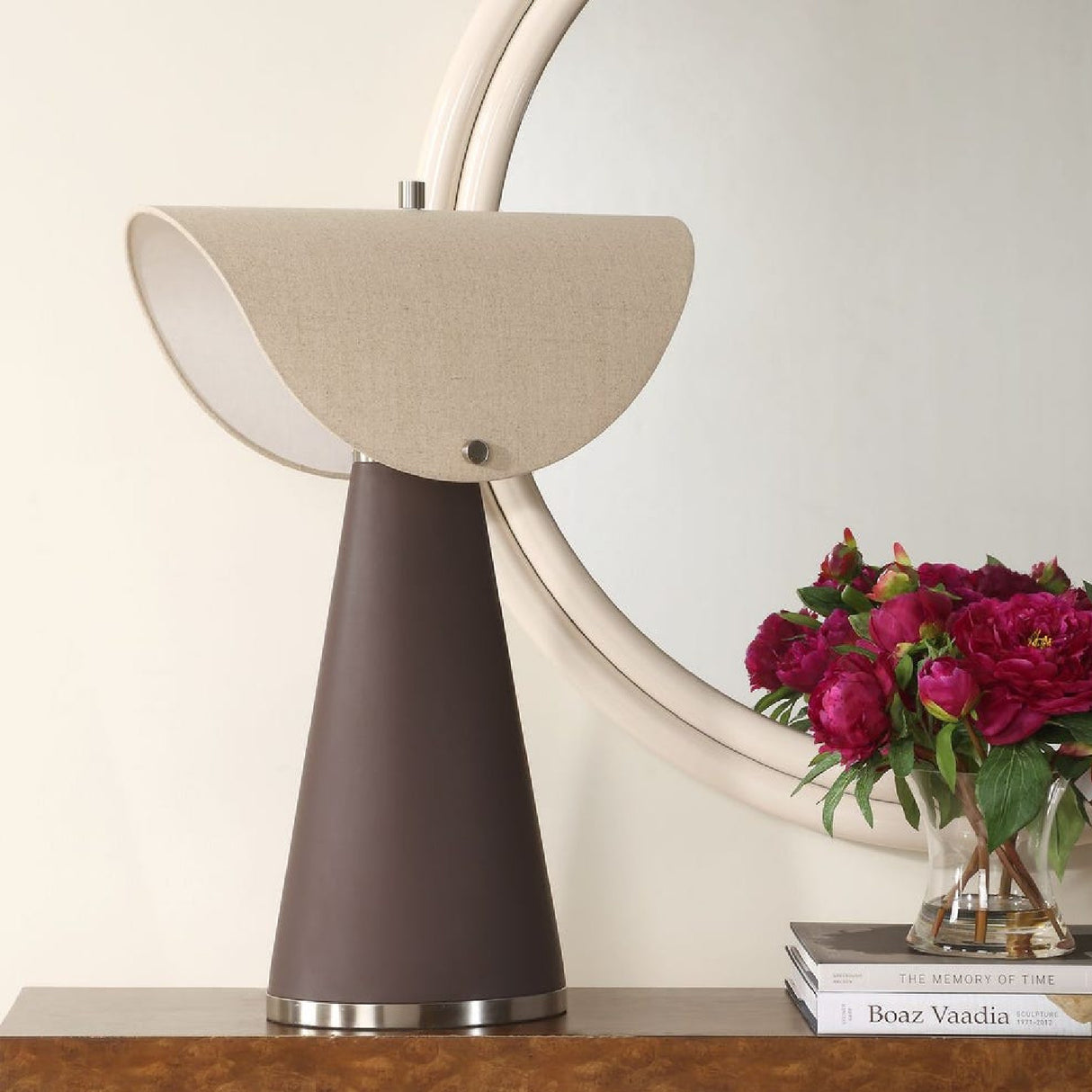   Tapered Brown Leather Table Lamp | Oroa.com