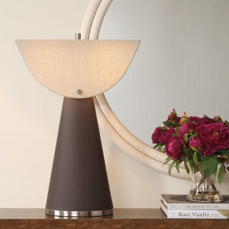   Tapered Brown Leather Table Lamp | Oroa.com