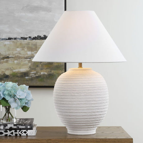   Ridged White Ceramic Table Lamp | Oroa.com