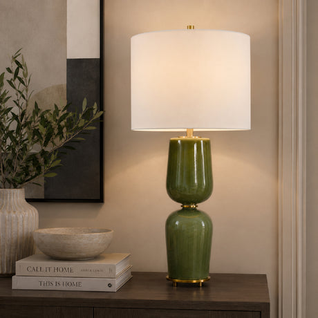   Hourglass Green Ceramic Table Lamp | Oroa.com