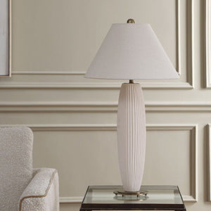   Modern European furniture - White Fluted Ceramic Table Lamp - www.oroa.com | Oroa.com