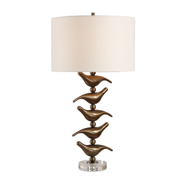 Modern European furniture - Stacked Bronze Songbirds Table Lamp - www.oroa.com