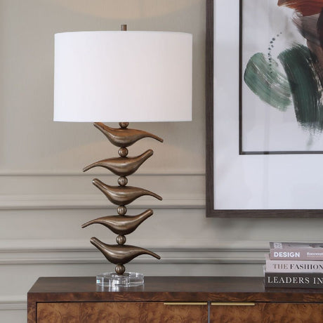   Modern European furniture - Stacked Bronze Songbirds Table Lamp - www.oroa.com | Oroa.com