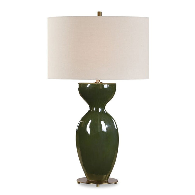 Modern European furniture - Green Ceramic Hourglass Table Lamp - www.oroa.com