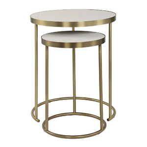   Modern European furniture - White Shagreen Nesting Tables (2) - www.oroa.com | Oroa.com