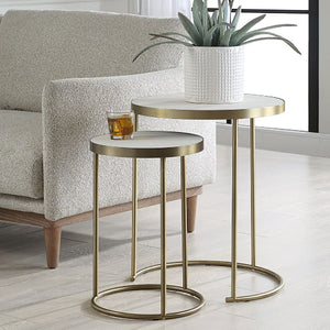   Modern European furniture - White Shagreen Nesting Tables (2) - www.oroa.com | Oroa.com