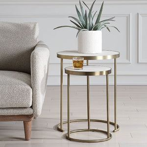   Modern European furniture - White Shagreen Nesting Tables (2) - www.oroa.com | Oroa.com