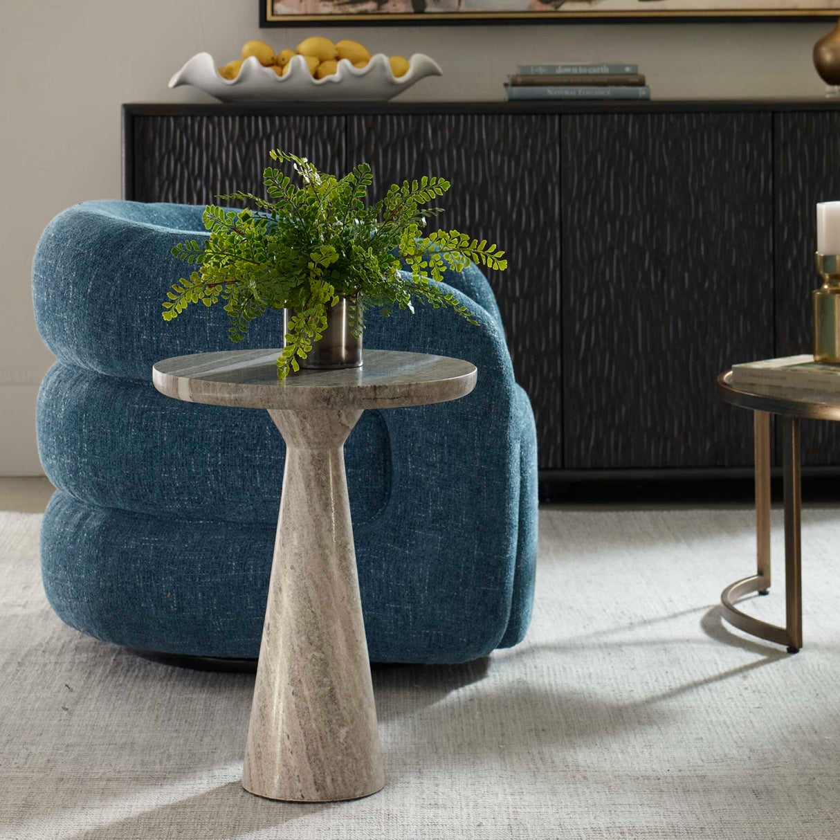   Neutral-Toned Marble Accent Table | Oroa.com