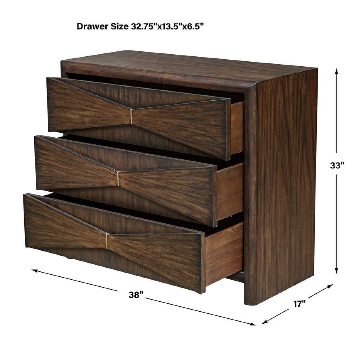   Modern European furniture - Acacia Wood 3-Drawer Chest - www.oroa.com | Oroa.com