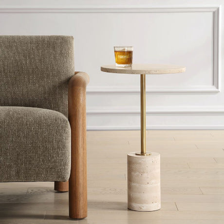   Modern European furniture - Travertine Round Accent Table - www.oroa.com | Oroa.com