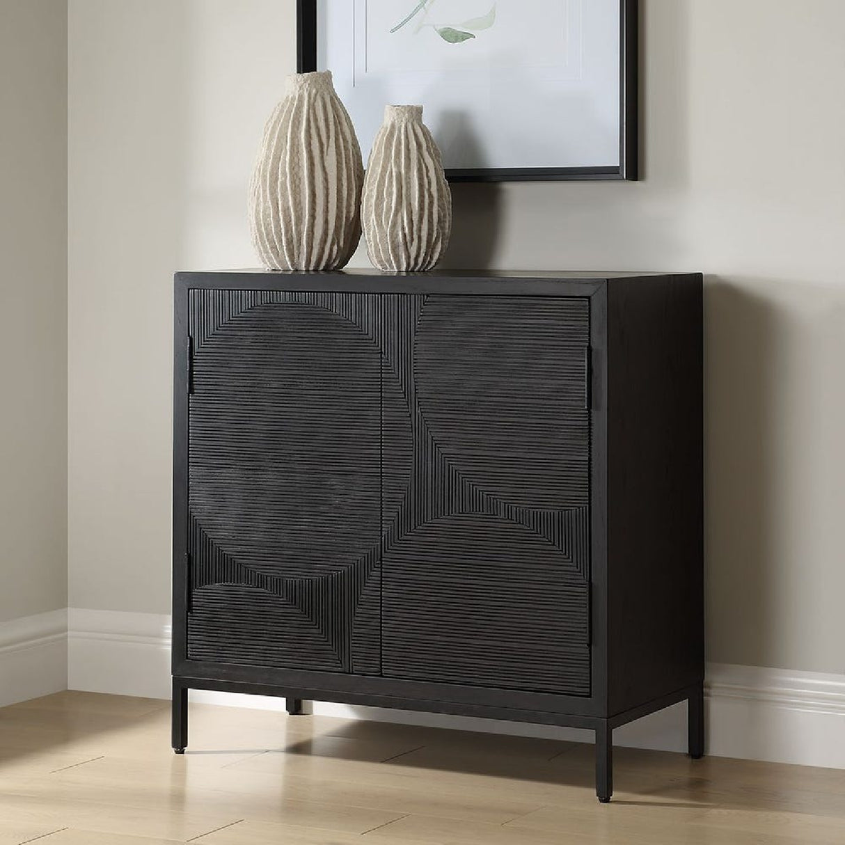   Modern European furniture - Black Circle Patterned 2-Door Cabinet - www.oroa.com | Oroa.com