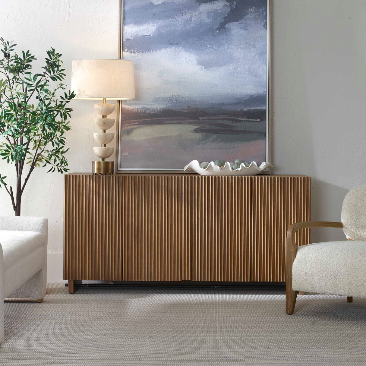   Modern European furniture - Fluted Wood 4-Door Cabinet - www.oroa.com | Oroa.com
