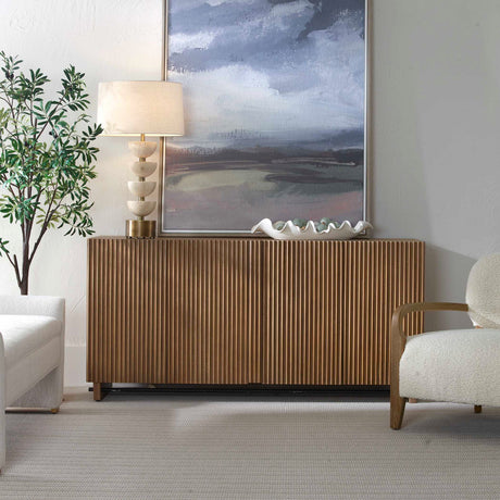   Modern European furniture - Fluted Wood 4-Door Cabinet - www.oroa.com | Oroa.com