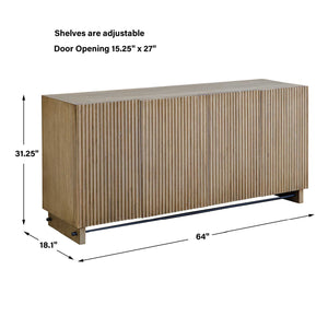   Modern European furniture - Fluted Wood 4-Door Cabinet - www.oroa.com | Oroa.com