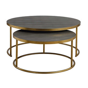   Modern European furniture - Gray Shagreen Nesting Coffee Tables (2) - www.oroa.com | Oroa.com
