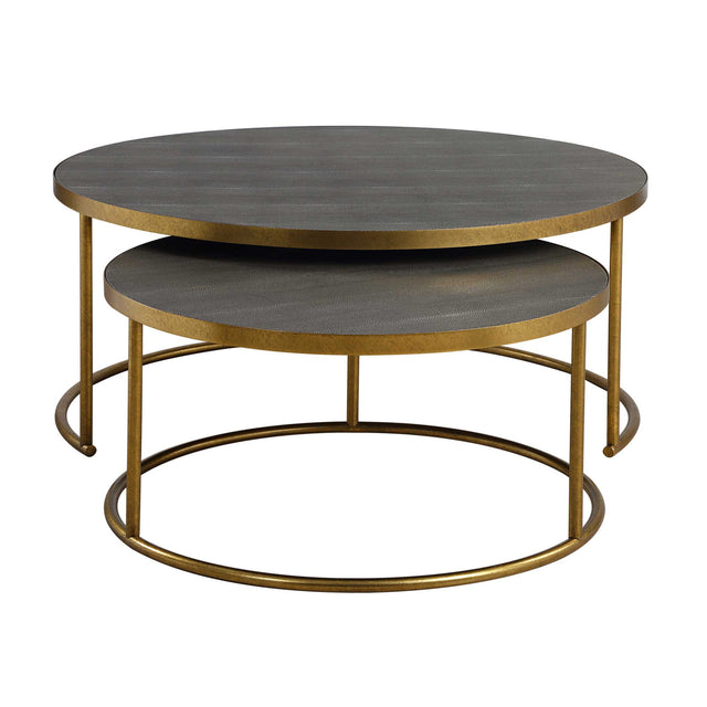 Modern European furniture - Gray Shagreen Nesting Coffee Tables (2) - www.oroa.com