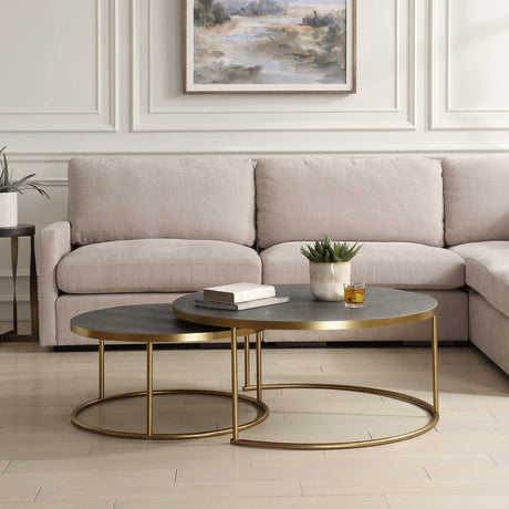   Modern European furniture - Gray Shagreen Nesting Coffee Tables (2) - www.oroa.com | Oroa.com