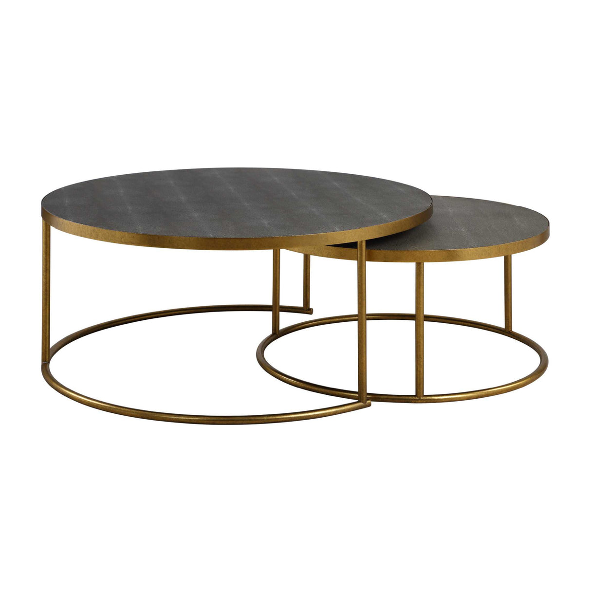   Modern European furniture - Gray Shagreen Nesting Coffee Tables (2) - www.oroa.com | Oroa.com