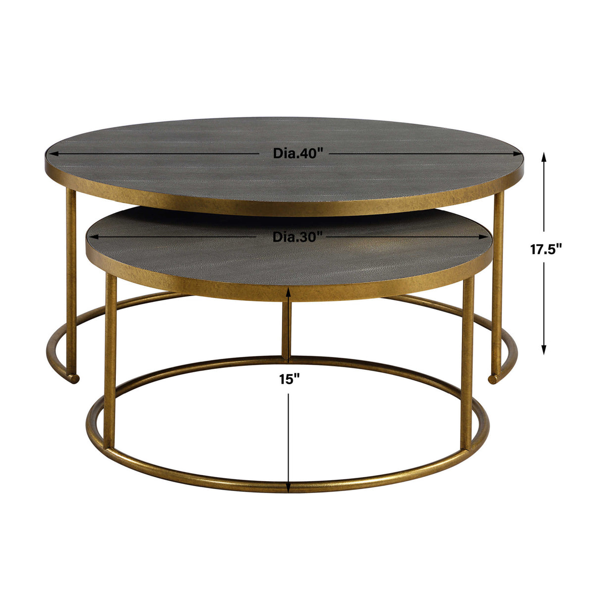   Modern European furniture - Gray Shagreen Nesting Coffee Tables (2) - www.oroa.com | Oroa.com