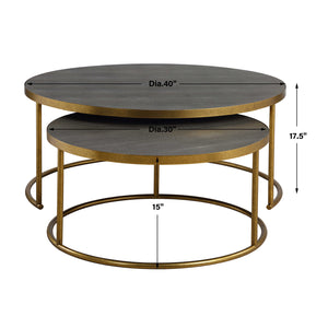   Modern European furniture - Gray Shagreen Nesting Coffee Tables (2) - www.oroa.com | Oroa.com