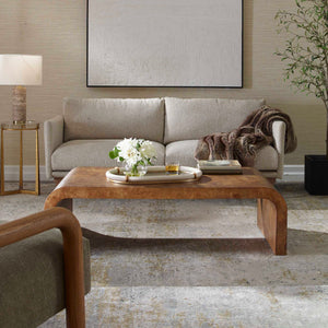   Modern European furniture - Burl Veneer Curved Coffee Table - www.oroa.com | Oroa.com