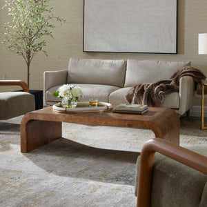   Modern European furniture - Burl Veneer Curved Coffee Table - www.oroa.com | Oroa.com