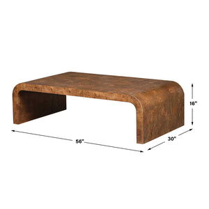  Modern European furniture - Burl Veneer Curved Coffee Table - www.oroa.com | Oroa.com