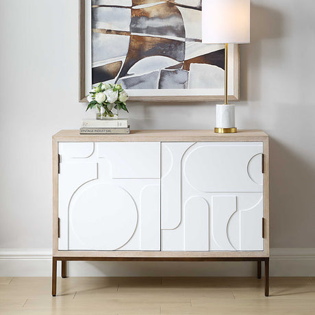   Cream Geometric 2-Door Cabinet Modern European furniture - www.oroa.com | Oroa.com