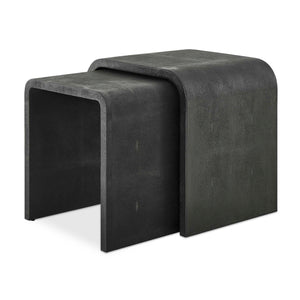   Modern European furniture - Gray Shagreen Nesting Side Tables (2) - www.oroa.com | Oroa.com