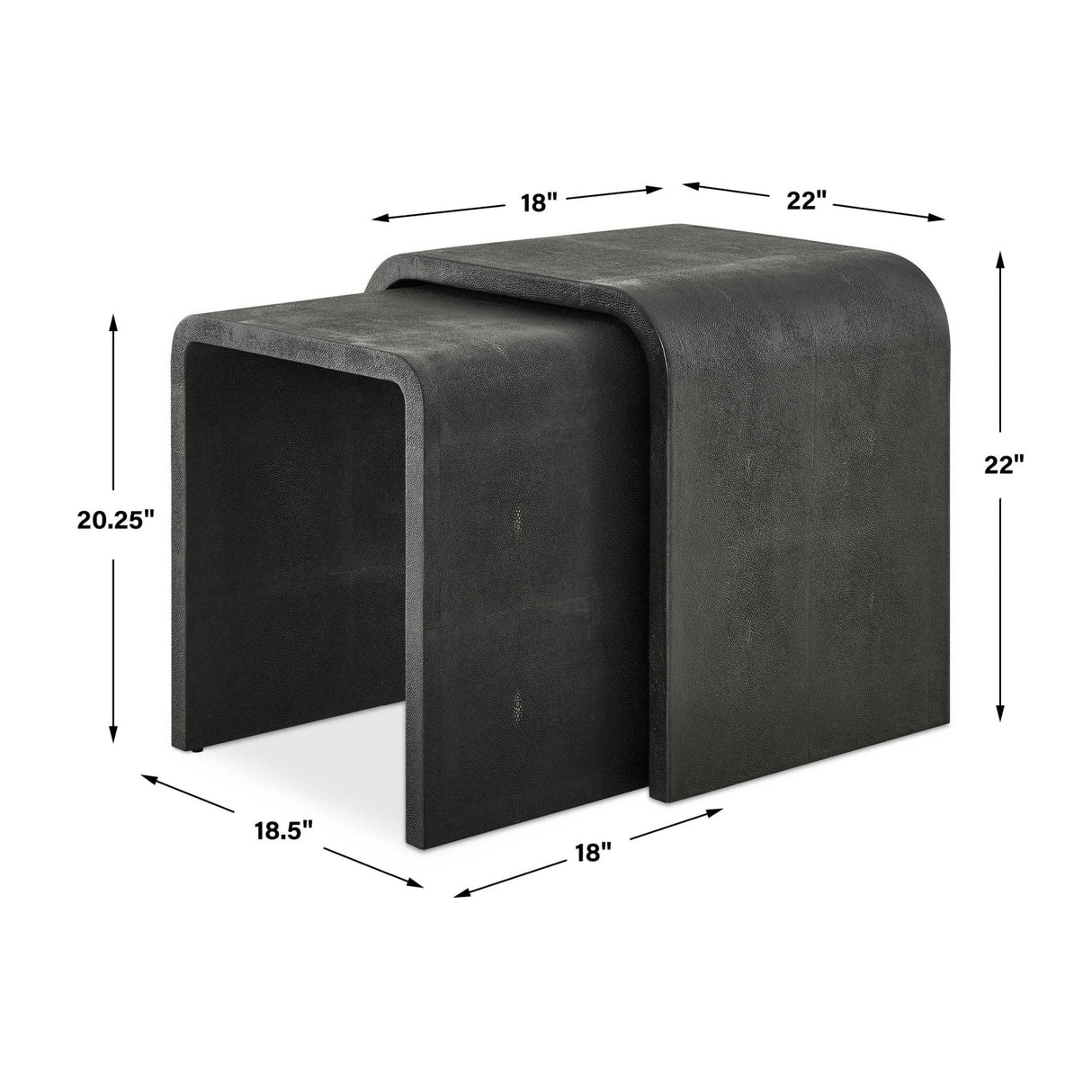   Modern European furniture - Gray Shagreen Nesting Side Tables (2) - www.oroa.com | Oroa.com
