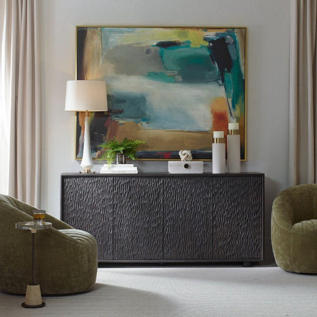   Modern European furniture - Black Chiseled 4-Door Cabinet - www.oroa.com | Oroa.com