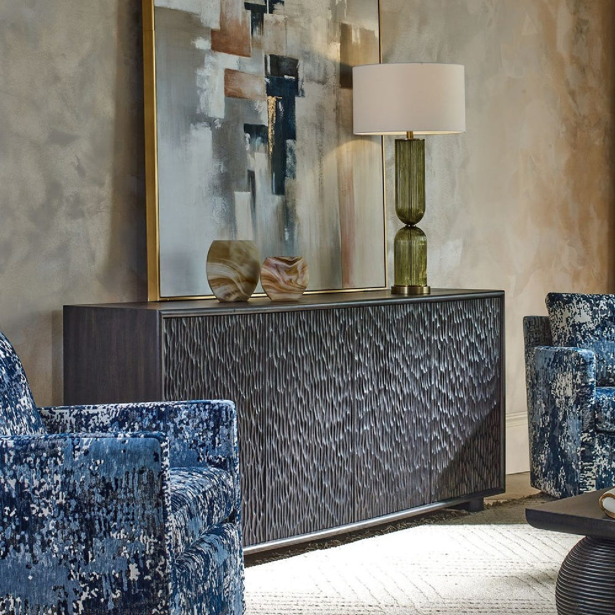   Modern European furniture - Black Chiseled 4-Door Cabinet - www.oroa.com | Oroa.com