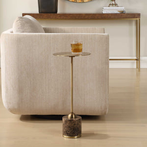   Modern European furniture - Brushed Brass Pedestal Drink Table - www.oroa.com | Oroa.com
