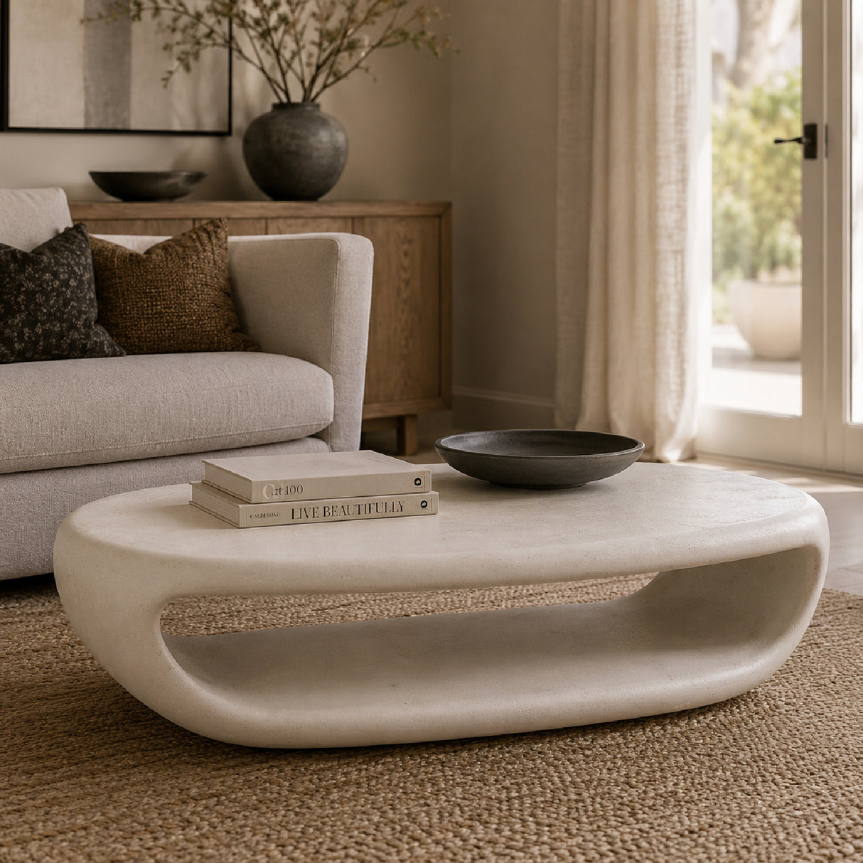   White Concrete Indoor/Outdoor Coffee Table | Oroa.com