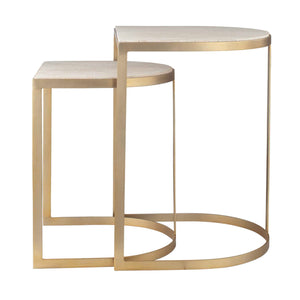   Gold Framed Travertine Nesting Table | Oroa.com