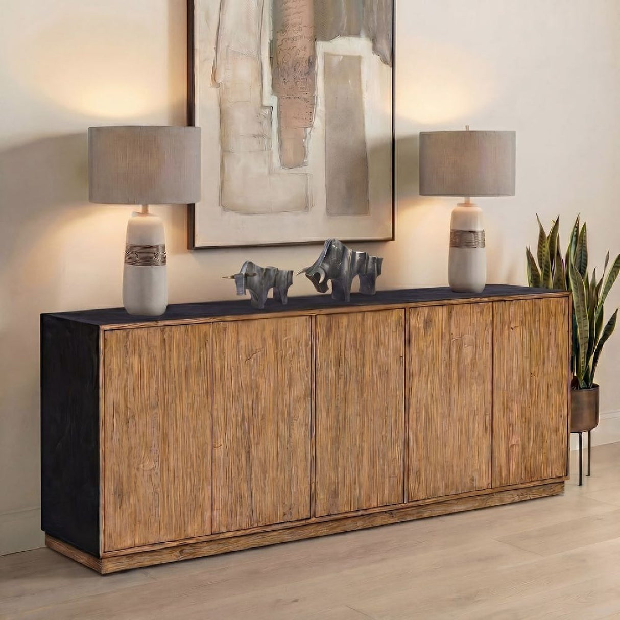   Modern European furniture - Teak Wood 5-Door Cabinet - www.oroa.com | Oroa.com