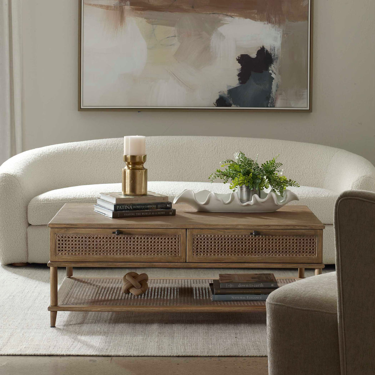   2-Drawer Rattan Cane Coffee Table | Oroa.com